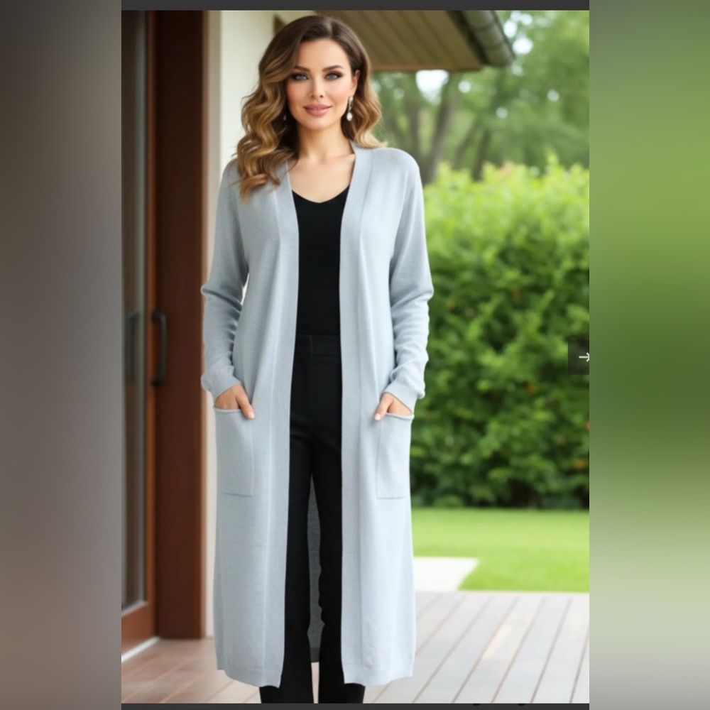 BOGO Dress Deal! Forever21 Long Open-Front Light Gray Women’s Cardigan Sweater